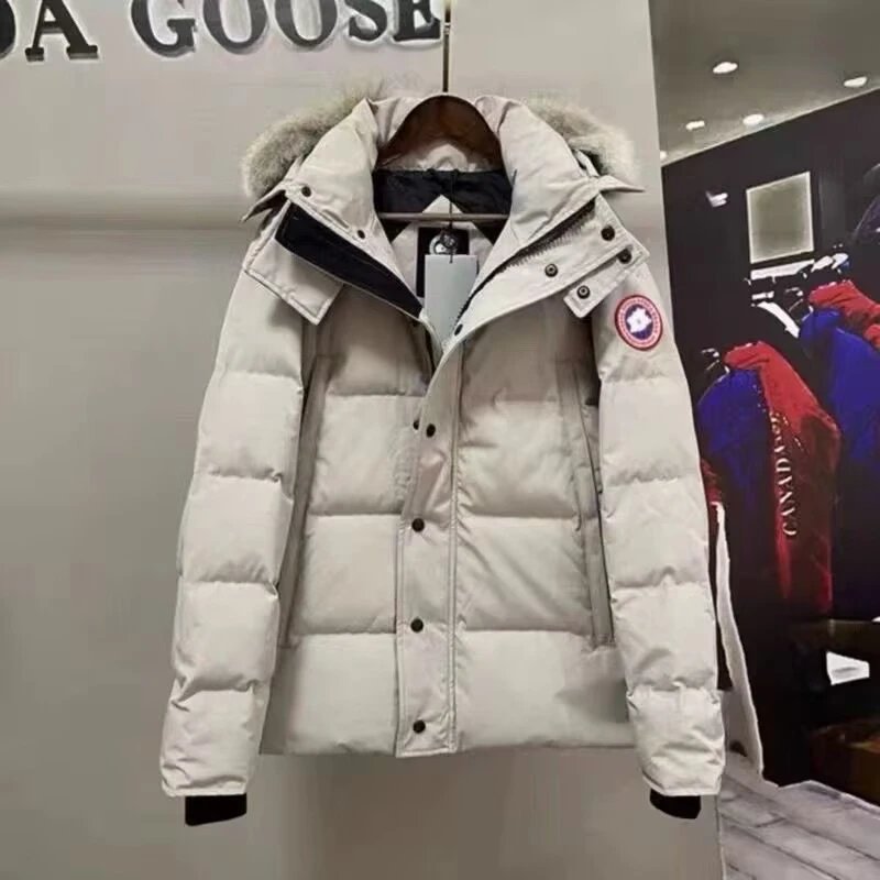 29 milky white red label fur collar